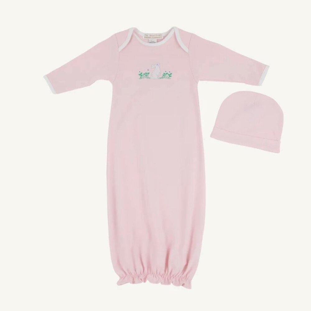 The Beaufort Bonnet Company Bunny Embroidered Gown Hat Set Easter Girl 0 3 M NWT